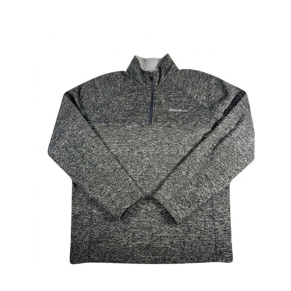 Eddie Bauer Men's Gray 1/4 Zip Pullover Sweater Fleece Size Large Long Sleeve